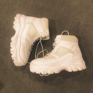 Perfect condition white platform combat boots size 9